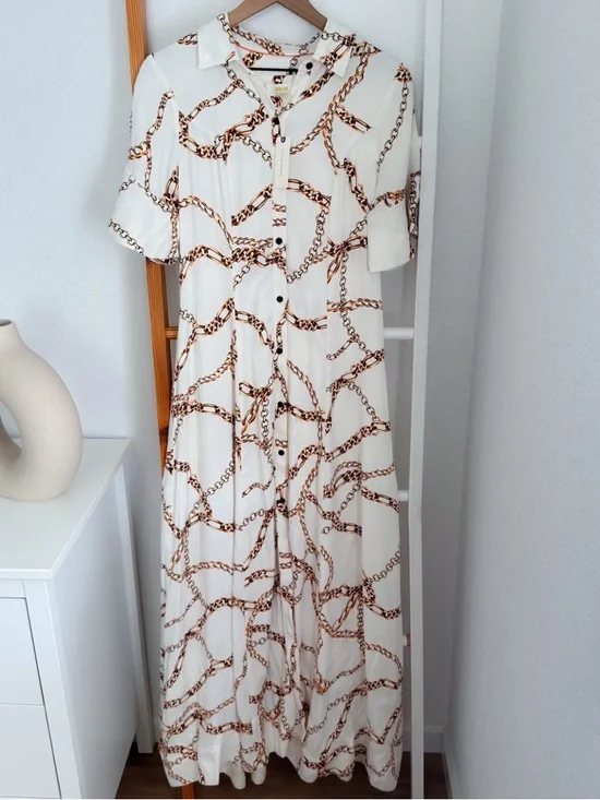 Anthropologie Maeve Chain Printed Short Sleeve Shirt Maxi Dress NWT - Picture 4 of 15